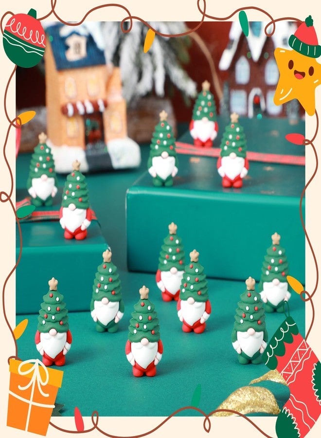 Sonwyoung 25 Pcs Mini Christmas Gnome Figurines Including Red and Green Tiny Christmas Tree Hat Gnomes Figures for Hide and Seek Little Rubber Statue for Xmas Gifts Winter Table Xmas Tree Decoration - Image 4